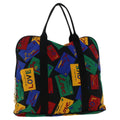 SAINT LAURENT LOVE Hand Bag Nylon Black Multicolor Auth yk7924