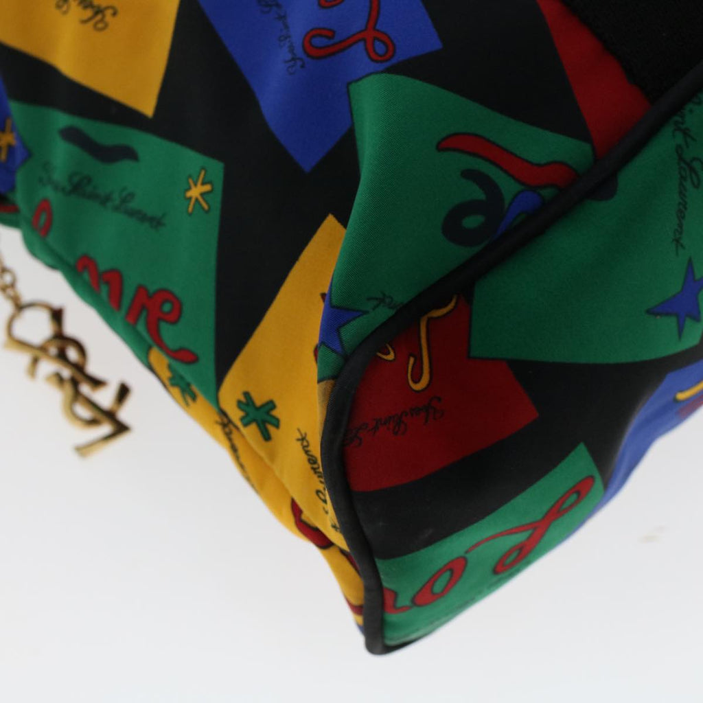 SAINT LAURENT LOVE Hand Bag Nylon Black Multicolor Auth yk7924