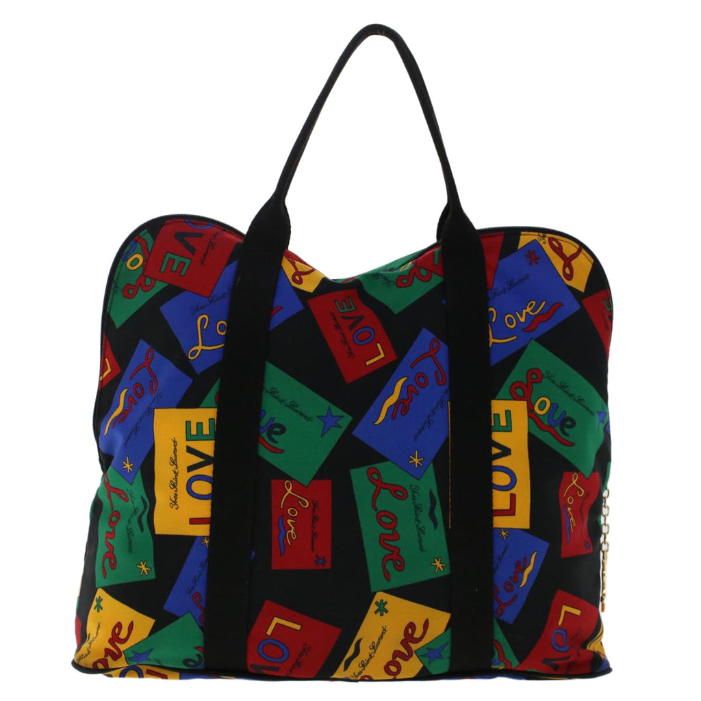 SAINT LAURENT LOVE Hand Bag Nylon Black Multicolor Auth yk7924