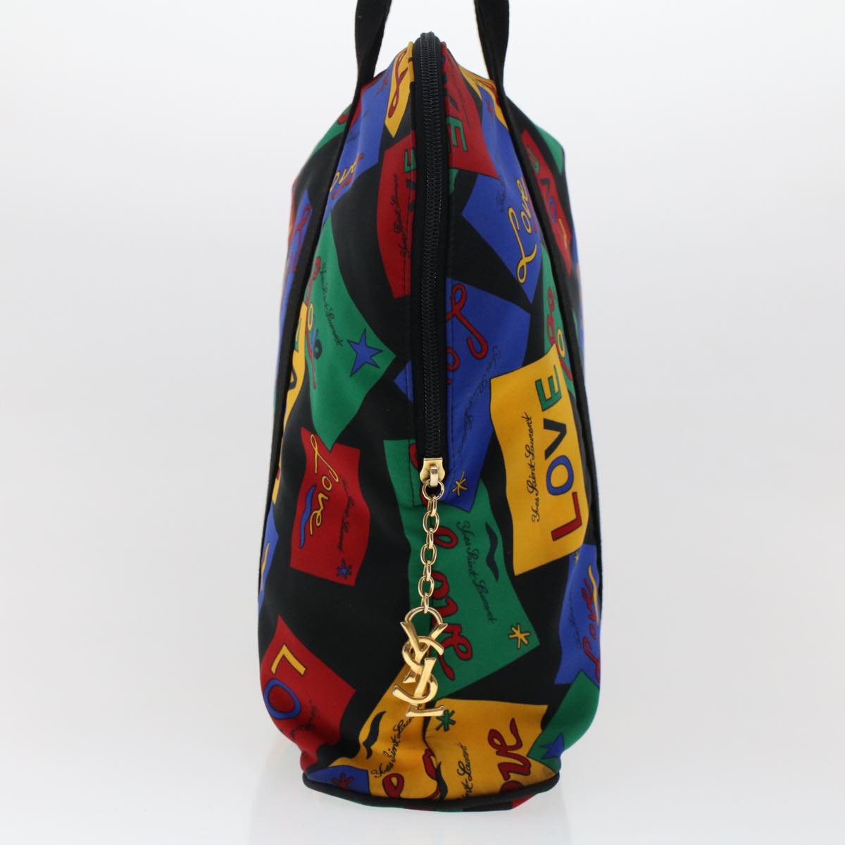 SAINT LAURENT LOVE Hand Bag Nylon Black Multicolor Auth yk7924