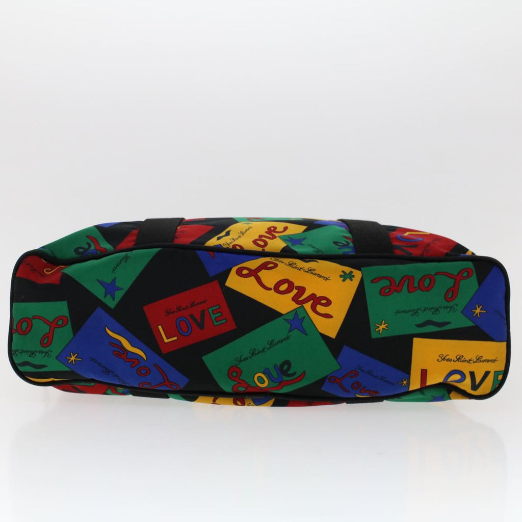 SAINT LAURENT LOVE Hand Bag Nylon Black Multicolor Auth yk7924