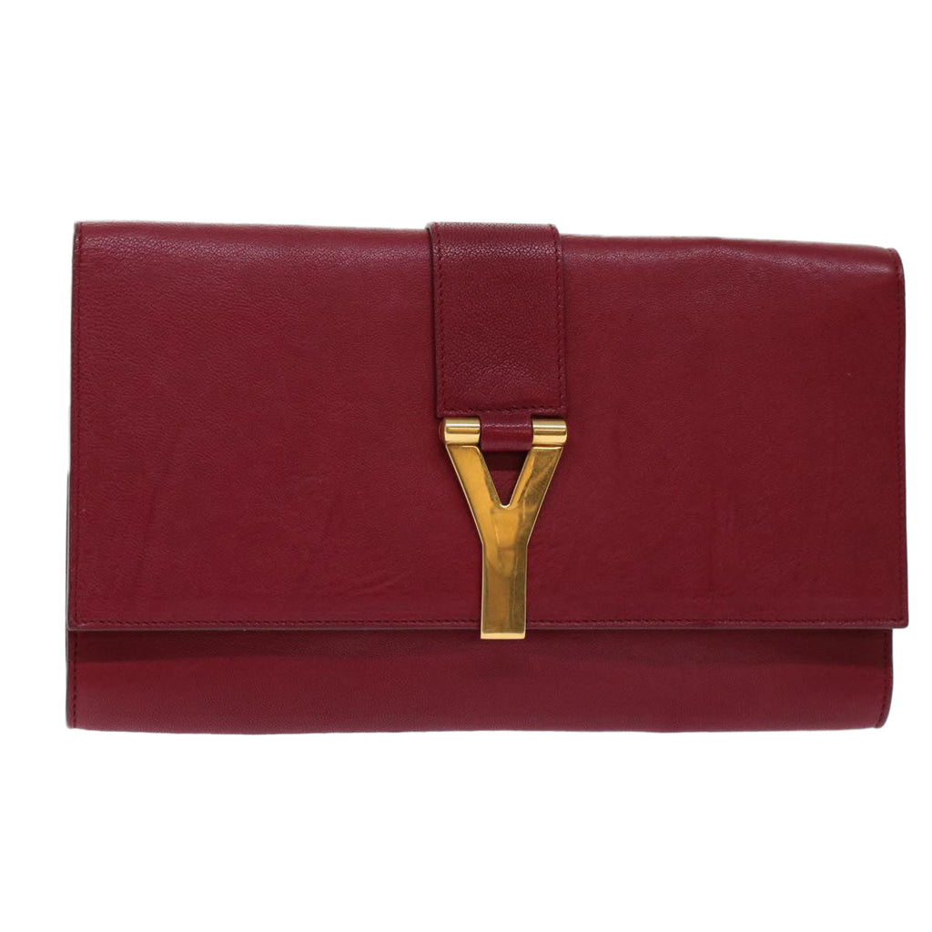 SAINT LAURENT Clutch Bag Leather Red 265701 Auth yk8013B