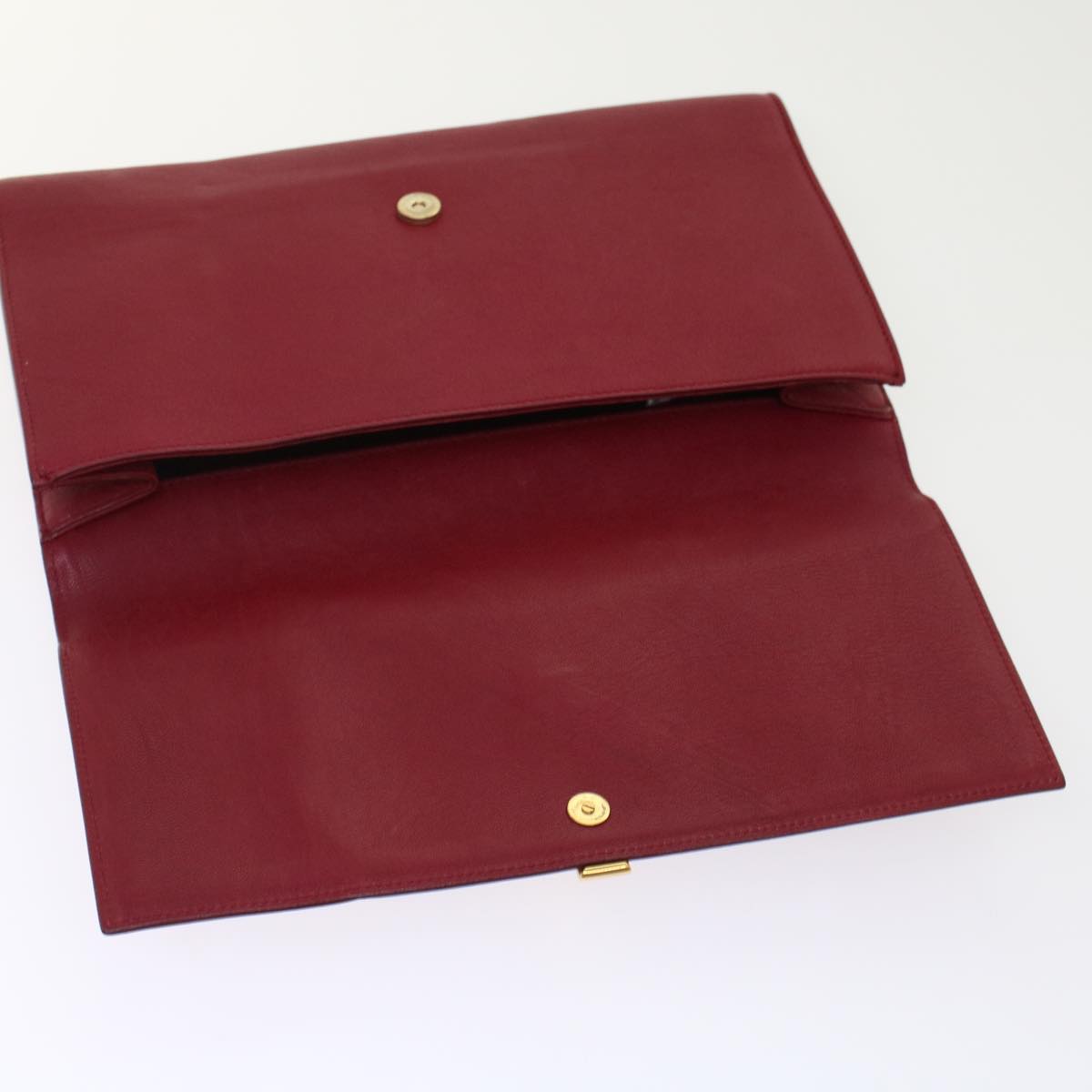 SAINT LAURENT Clutch Bag Leather Red 265701 Auth yk8013B