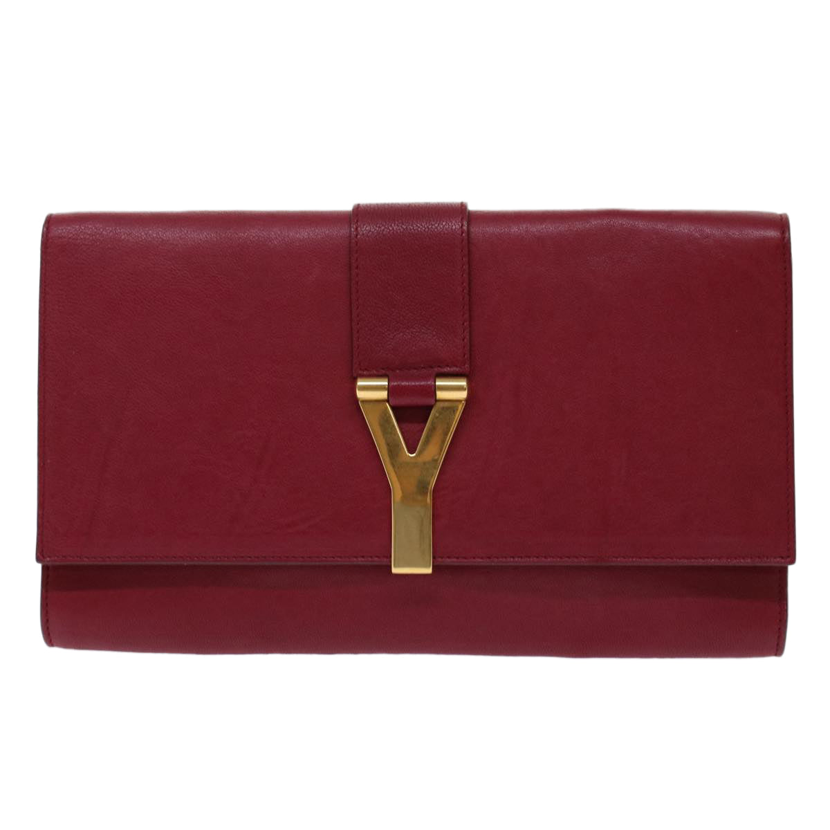 SAINT LAURENT Clutch Bag Leather Red 265701 Auth yk8013B