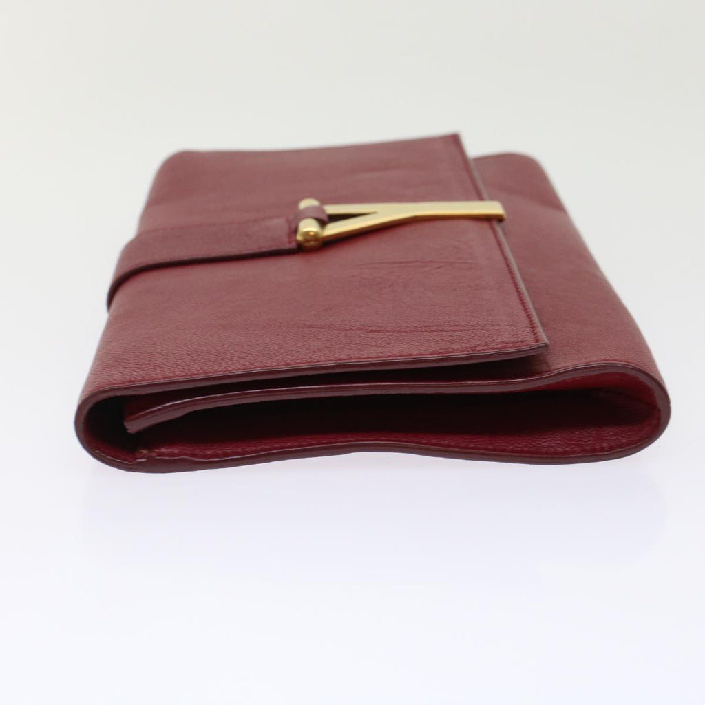SAINT LAURENT Clutch Bag Leather Red 265701 Auth yk8013B
