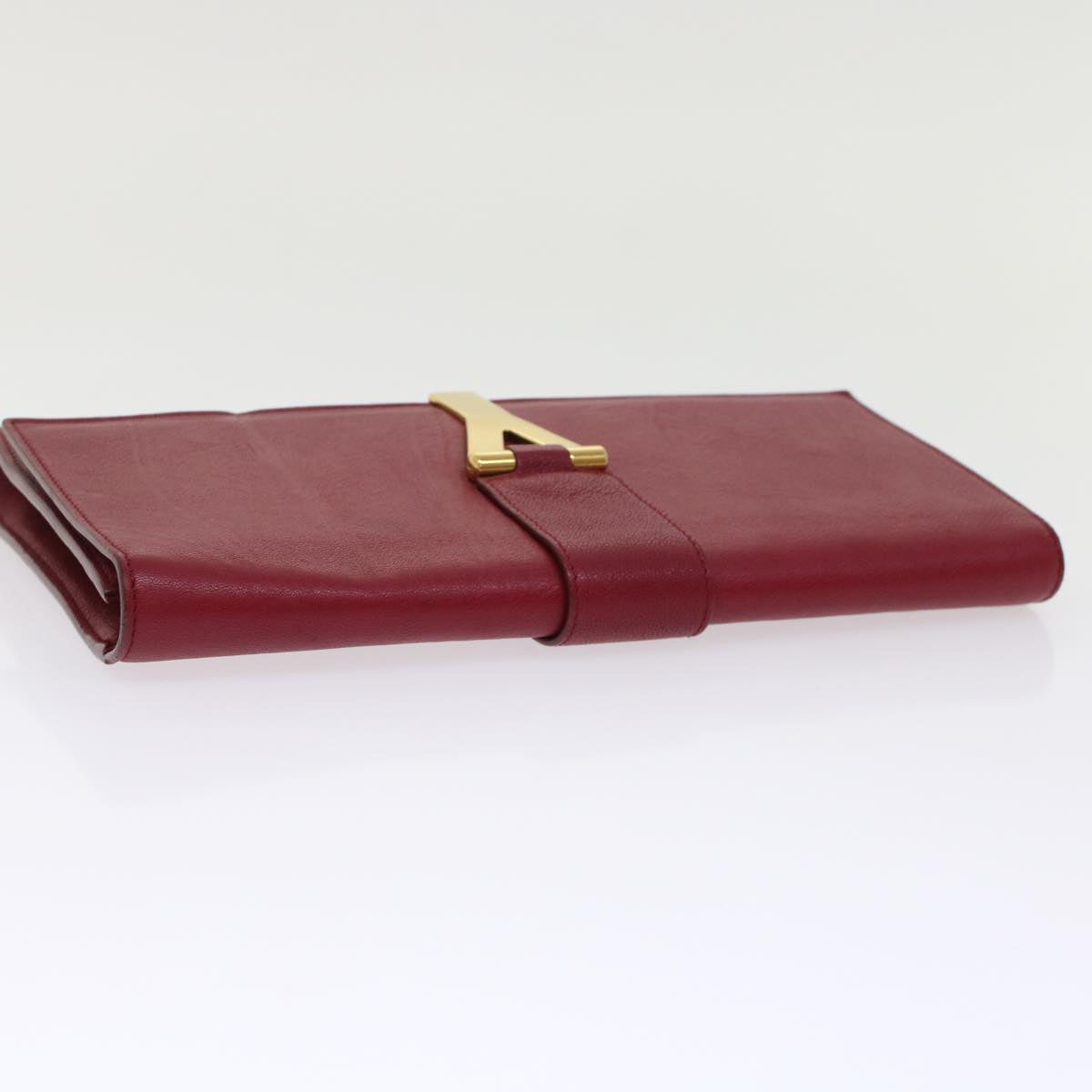 SAINT LAURENT Clutch Bag Leather Red 265701 Auth yk8013B