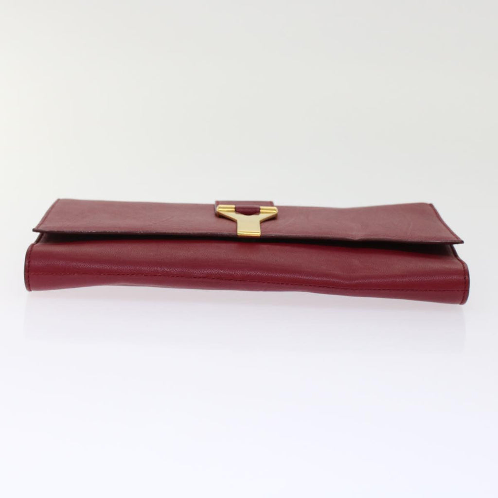 SAINT LAURENT Clutch Bag Leather Red 265701 Auth yk8013B