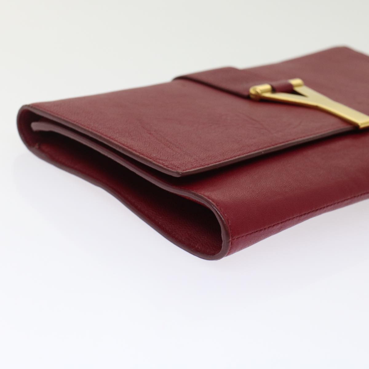 SAINT LAURENT Clutch Bag Leather Red 265701 Auth yk8013B
