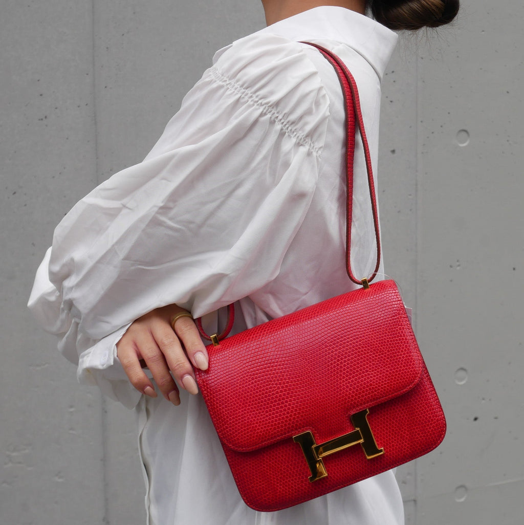 HERMES MINI CONSTANCE 18 Rouge Lizard