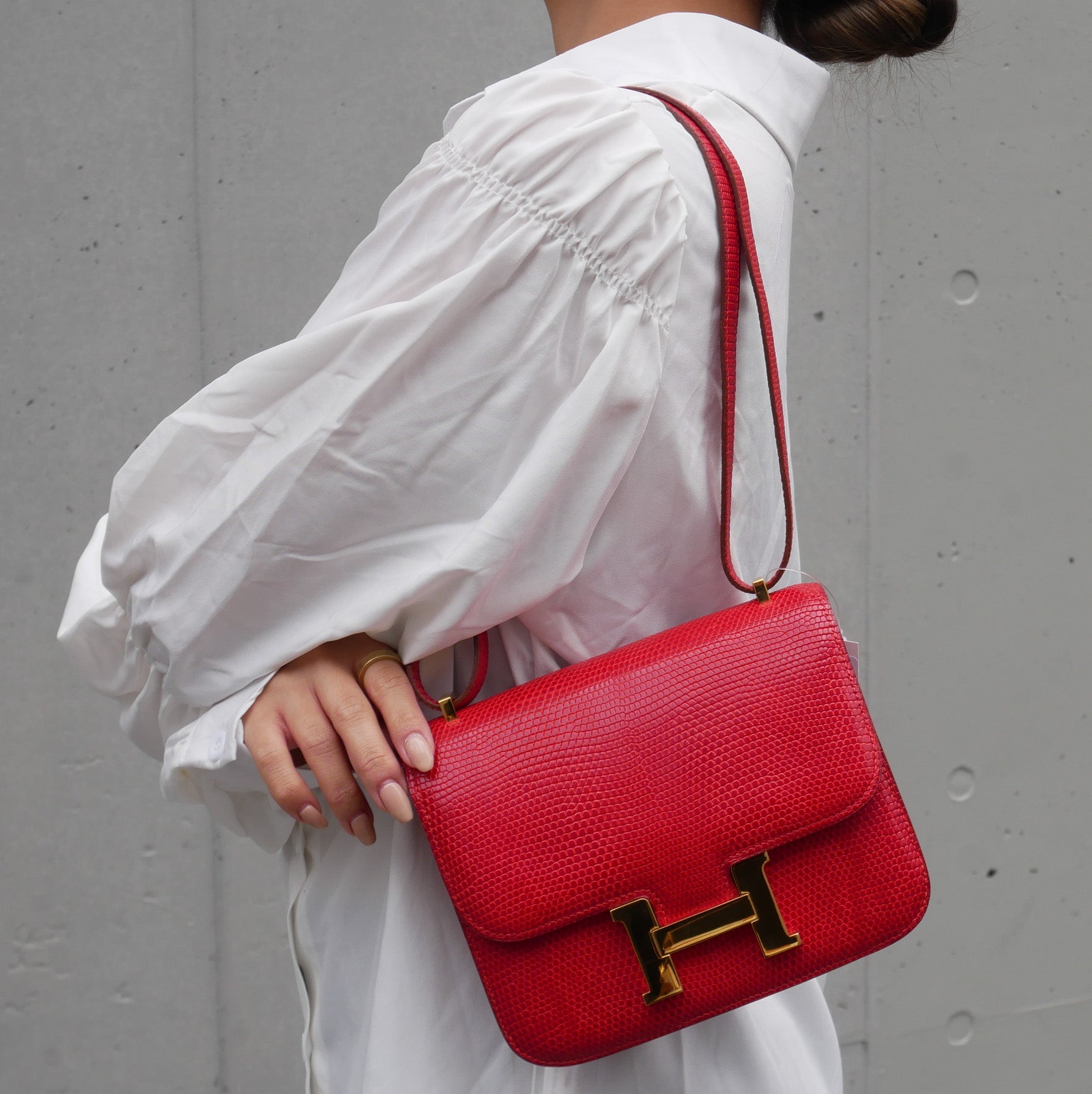 HERMES MINI CONSTANCE 18 Rouge Lizard